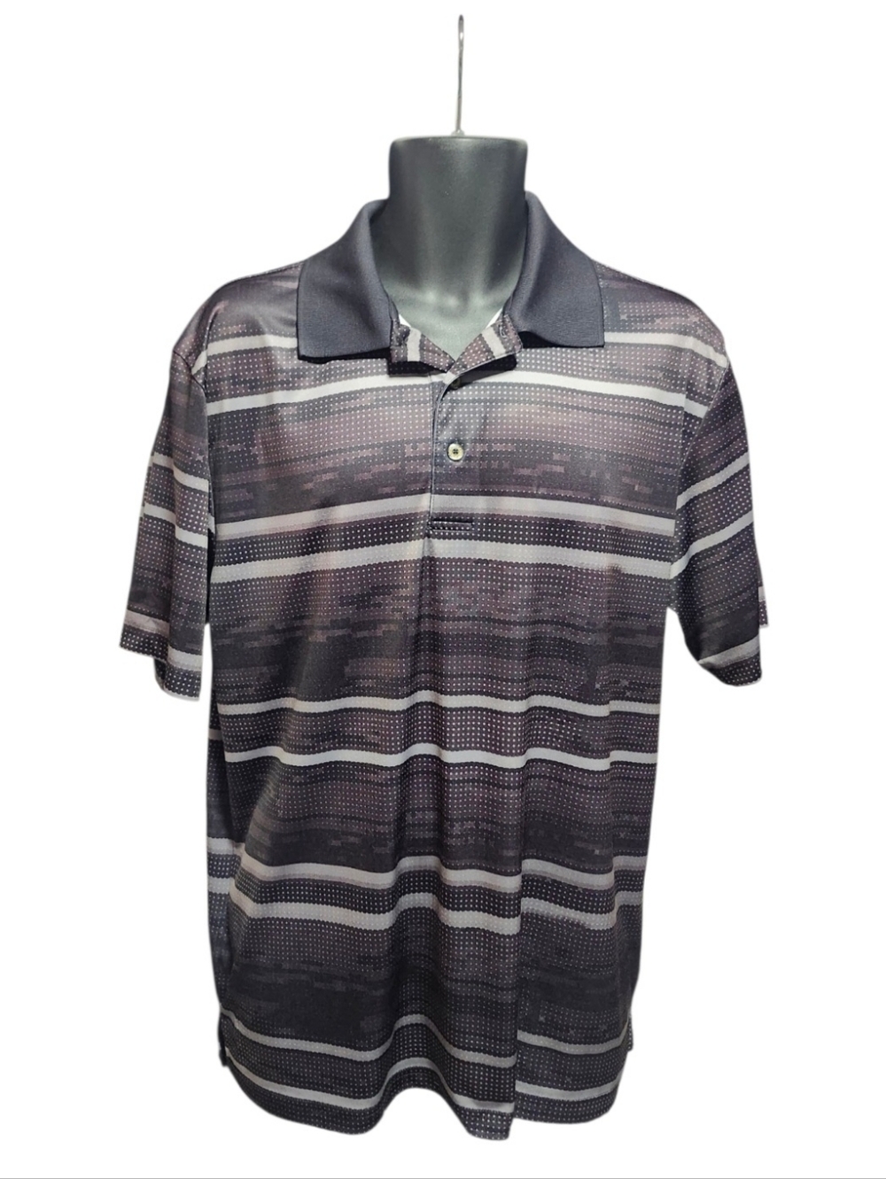 Grand Slam Men's Brown/Black/Grey Striped Polo
